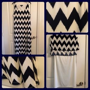 Navy Chevron Maxi Dress